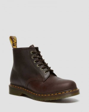 Dr Martens 101 Crazy Horse Leather Ankle Boots Boots Dark Brown | 71305IGAB