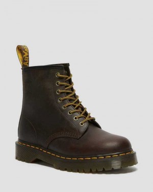 Dr Martens 1460 Bex Crazy Horse Leather Lace Up Boots Boots Dark Brown | 79814EZUP