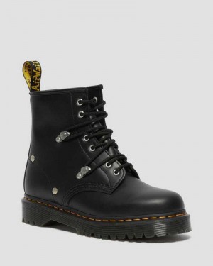 Dr Martens 1460 Bex Stud Leather Lace Up Boots Platform Boots Black | 14079JKEL