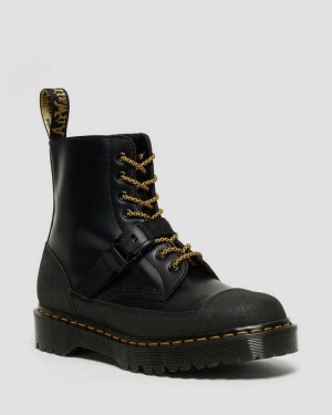 Dr Martens 1460 Bex Tech Leather Lace Up Boots Made In England Black | 28735XSJR