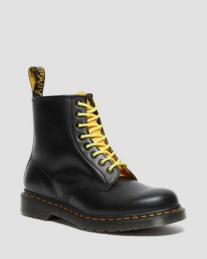 Dr Martens 1460 Contrast Smooth Leather Lace Up Boots Originals Shoes Black | 94287HYZG