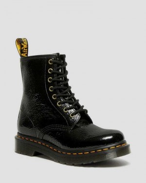 Dr Martens 1460 Distressed Patent Leather Boots Boots Black | 16780MCVI