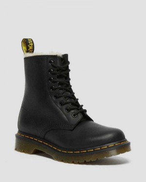 Dr Martens 1460 Faux Fur Lined Lace Up Boots Boots Black | 09265QUGW