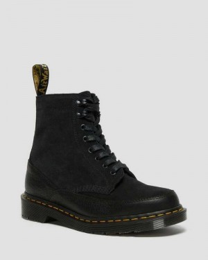 Dr Martens 1460 Guard Leather Lace Up Boots Made In England Black | 54209GLDQ