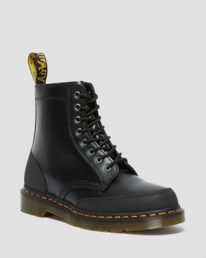 Dr Martens 1460 Guard Panel Leather Lace Up Boots Boots Black | 15068ABNY