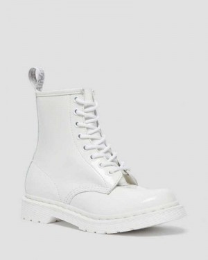 Dr Martens 1460 Mono Patent Leather Lace Up Boots Originals Shoes White | 57046AICL