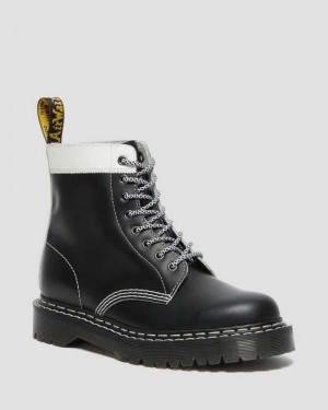 Dr Martens 1460 Pascal Bex Leather Contrast Lace Up Boots Platform Boots Black / White | 60319LGQU