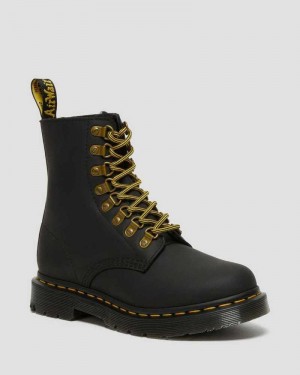 Dr Martens 1460 Pascal DM's Wintergrip Leather Lace Up Boots Boots Black | 12560UNQO