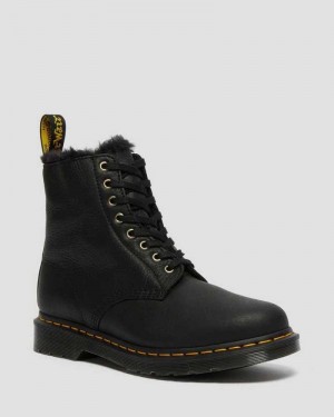 Dr Martens 1460 Pascal Faux Fur Lined Lace Up Boots Boots Black | 08239NUTD