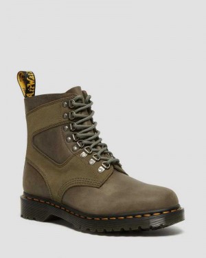 Dr Martens 1460 Pascal Leather & Suede Lace Up Boots Boots Olive | 37098OGKF