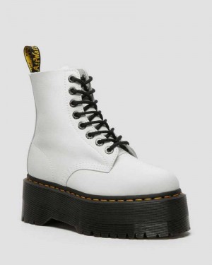 Dr Martens 1460 Pascal Max Leather Platform Boots Boots White | 82951OJZQ