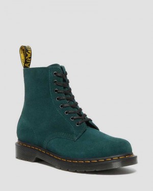 Dr Martens 1460 Pascal Suede Lace Up Boots Originals Shoes Green | 95310ENMZ