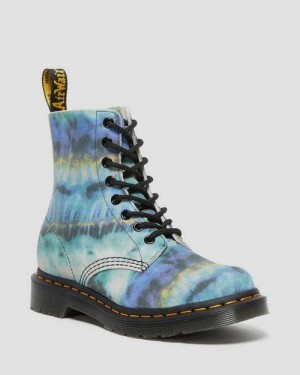 Dr Martens 1460 Pascal Tie Dye Leather Lace Up Boots Boots Blue | 52049ZBYX