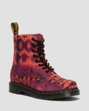 Dr Martens 1460 Pascal Tie Dye Leather Lace Up Boots Ankle Boots Purple | 42586OZEF