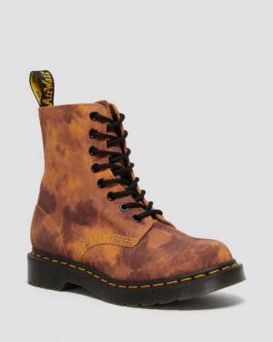 Dr Martens 1460 Pascal Tie Dye Leather Lace Up Boots Ankle Boots Orange | 91586MZWU