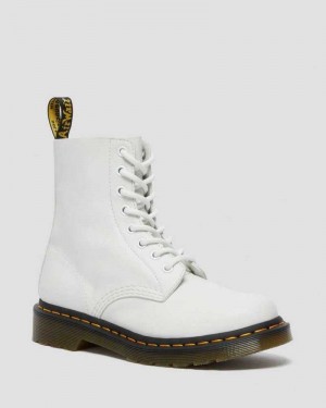 Dr Martens 1460 Pascal Virginia Leather Boots Ankle Boots White | 86172CDQB