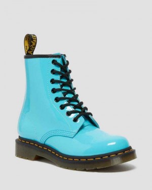 Dr Martens 1460 Patent Leather Lace Up Boots Boots Turquoise | 39708YWQX