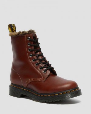 Dr Martens 1460 Serena Faux Fur Lined Lace Up Boots Boots Brown | 83759LWDP