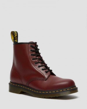 Dr Martens 1460 Smooth Leather Lace Up Boots Boots Pink Red | 96251QZGU