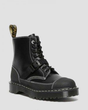 Dr Martens 1460 Tech Leather Lace Up Boots Made In England Black | 42839WHNG