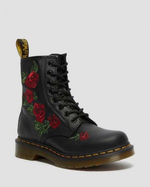 Dr Martens 1460 Vonda Floral Leather Lace Up Boots Ankle Boots Black | 17569JSPI