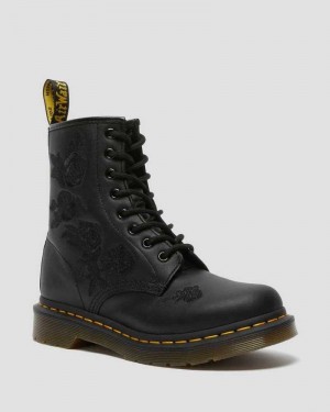 Dr Martens 1460 Vonda Mono Floral Boots Boots Black | 90715NZYP