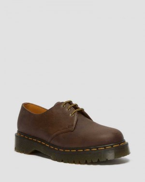 Dr Martens 1461 Bex Crazy Horse Leather Oxford Shoes Platform Shoes Dark Brown | 76805EGSH