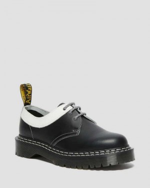 Dr Martens 1461 Bex Smooth Contrast Leather Oxford Shoes Oxfords Shoes Black / White | 10697OQWV