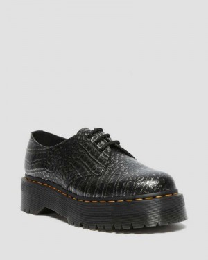 Dr Martens 1461 Croc Emboss Leather Platform Shoes Oxfords Shoes Grey | 04762AWVK