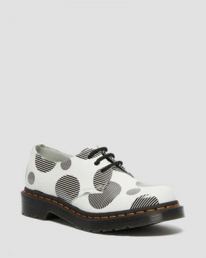 Dr Martens 1461 Polka Dot Smooth Leather Oxford Shoes Originals Shoes White | 57394XKYZ