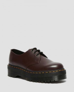 Dr Martens 1461 Smooth Leather Platform Shoes Platform Shoes Burgundy | 63217FGXI