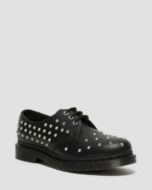 Dr Martens 1461 Stud Wanama Leather Oxford Shoes Originals Shoes Black | 95312QIJU