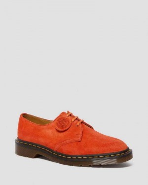 Dr Martens 1461 Suede Oxford Shoes Made In England Red | 50987ARQZ