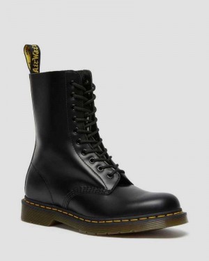 Dr Martens 1490 Smooth Leather Mid Calf Boots Ankle Boots Black | 49637ZVNC