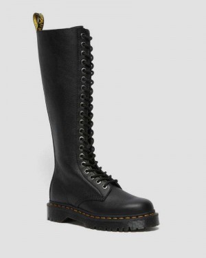 Dr Martens 1B60 Bex Pisa Leather Knee High Boots Platform Boots Black | 30876OFCB