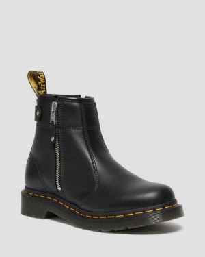 Dr Martens 2976 Double Zip Leather Chelsea Boots Originals Shoes Black | 70251IDAC