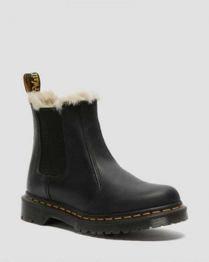 Dr Martens 2976 Faux Fur Lined Chelsea Boots Boots Black | 18954ZHSW