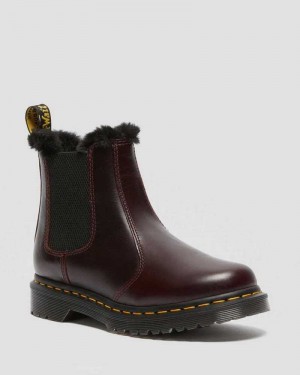 Dr Martens 2976 Leonore Faux Fur Lined Chelsea Boots Chelsea Boots Burgundy | 54081GWSF