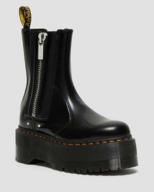 Dr Martens 2976 Max Leather Platform Chelsea Boots Platform Boots Black | 49573JOMQ