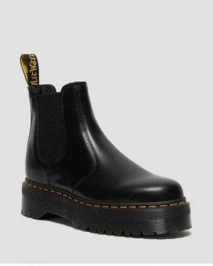 Dr Martens 2976 Smooth Leather Platform Chelsea Boots Ankle Boots Black | 18357OLYS