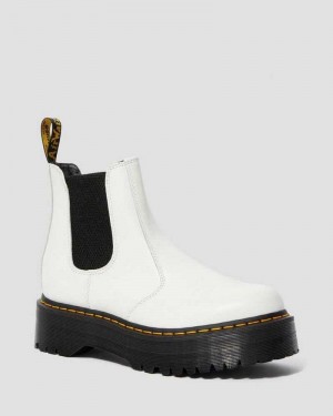 Dr Martens 2976 Smooth Leather Platform Chelsea Boots Platform Boots White | 08631SFAJ