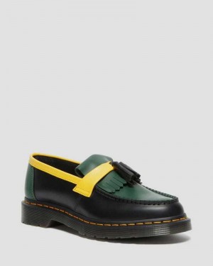 Dr Martens Adrian Contrast Smooth Leather Tassle Loafers Originals Shoes Black | 28574GZSM