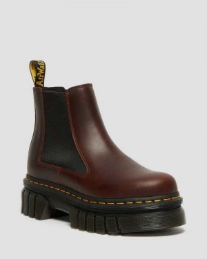 Dr Martens Audrick Brando Leather Platform Chelsea Boots Platform Boots Brown | 01865ZXJB