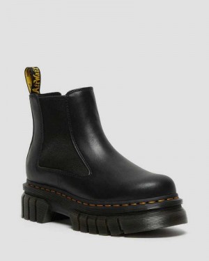 Dr Martens Audrick Nappa Leather Platform Chelsea Boots Ankle Boots Black | 52194EUZG