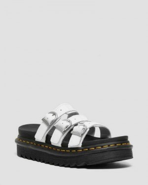 Dr Martens Blaire Leather Slide Sandals Slides White | 27061DNGQ