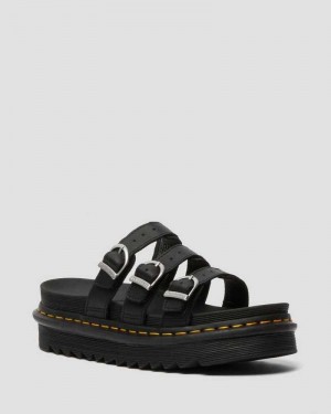 Dr Martens Blaire Leather Slide Sandals Platform Sandals Black | 49021DGEK