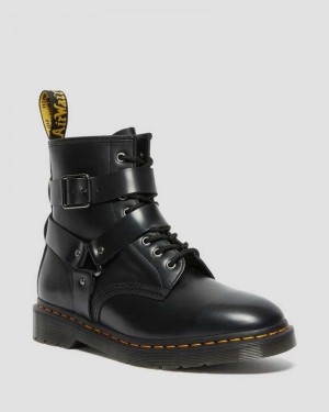 Dr Martens Cristofor Leather Harness Lace Up Boots Ankle Boots Black | 70124EBYT