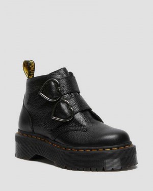 Dr Martens Devon Heart Leather Platform Boots Ankle Boots Black | 95381CEKO