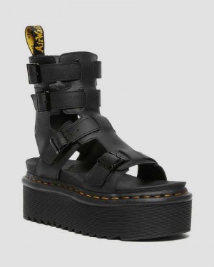 Dr Martens Giavanna Leather Platform Gladiator Sandals Platform Sandals Black | 42507DMSI