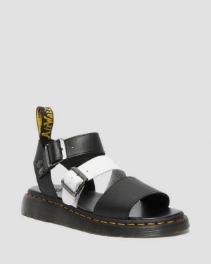 Dr Martens Gryphon Contrast Leather Strap Sandals Gladiator Sandals Black / White | 29081PUAK